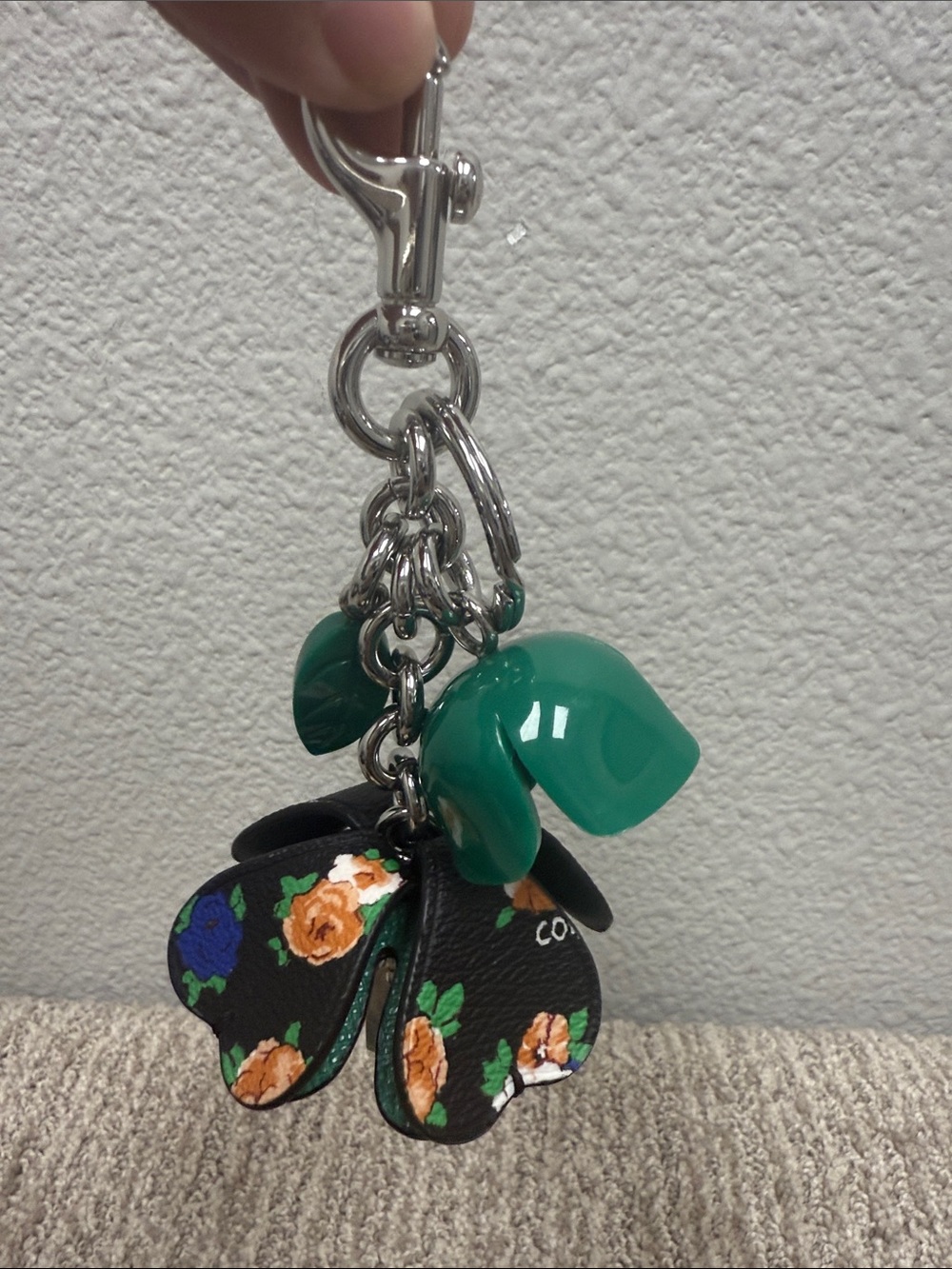 Coach Black Leather Tea Rose Keychain Bag Charm-NWOT - Picture 6 of 6